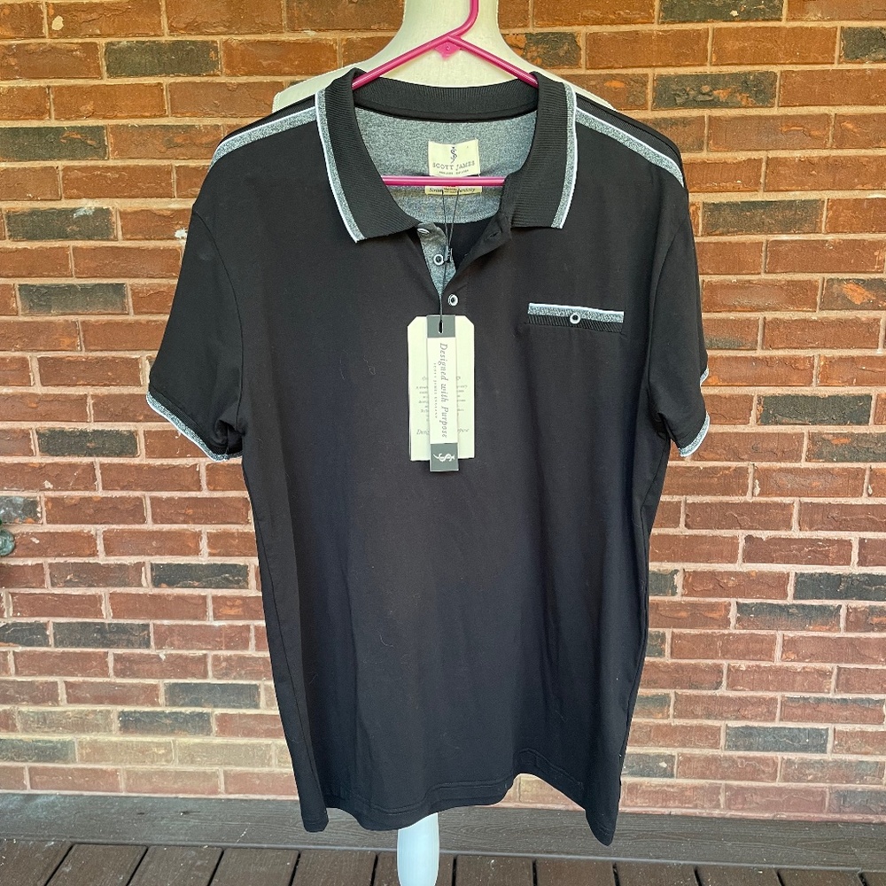 Scott James - Black Knit Shirt - XL - NWT!